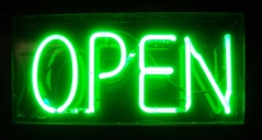 "open" sign
