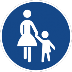 Dieses Schild kennzeichnet eine Fußgängerzone in Deutschland. Dargestellt sind eine Frau und ein Kind. Bild: CopyrightFreePictures via Pixabay (https://pixabay.com/en/traffic-sign-road-sign-shield-6641/, CC: https://pixabay.com/de/service/license/).