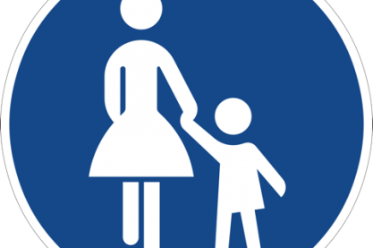 Dieses Schild kennzeichnet eine Fußgängerzone in Deutschland. Dargestellt sind eine Frau und ein Kind. Bild: CopyrightFreePictures via Pixabay (https://pixabay.com/en/traffic-sign-road-sign-shield-6641/, CC:  https://pixabay.com/de/service/license/).